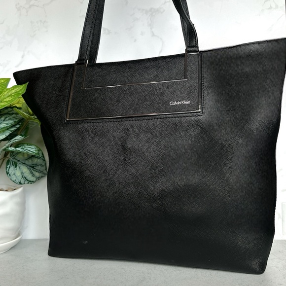 Calvin Klein Handbags - CALVIN KLEIN BLACK SILVER LOGO TOTE BAG